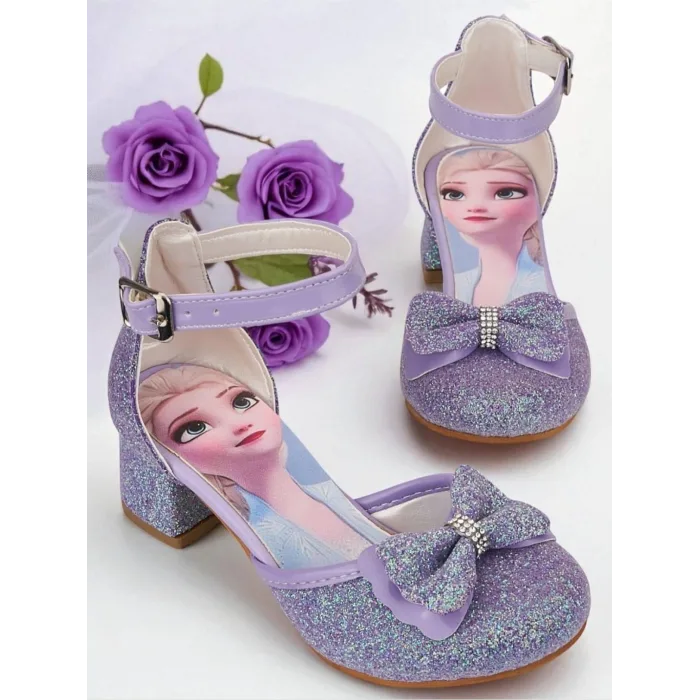 Kız Çocuk Elsa Lila Renk Topuklu Ayakkabı