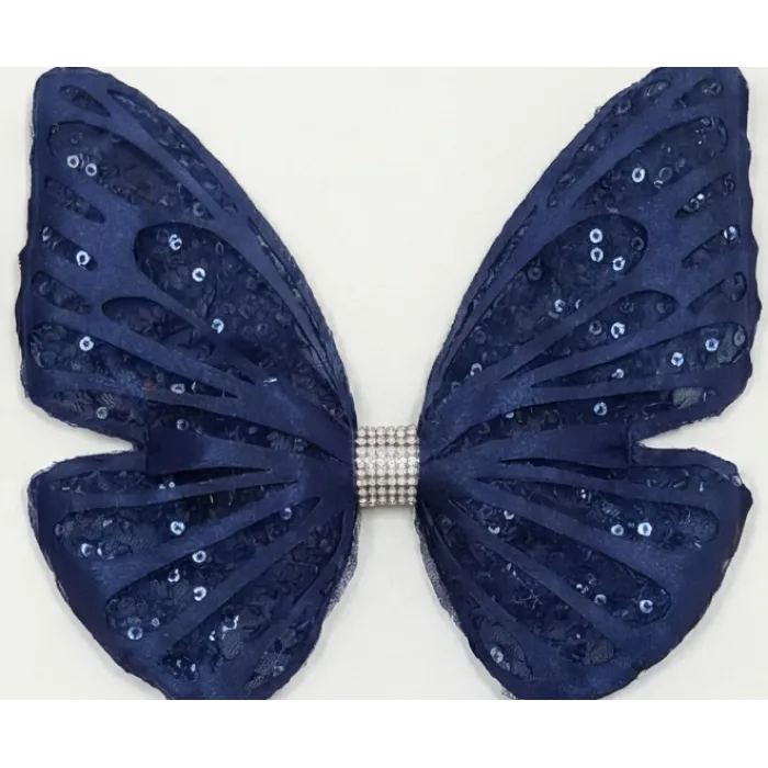 Lacivert Tak Çıkarmalı Kabartmalı Kelebek-Kanat