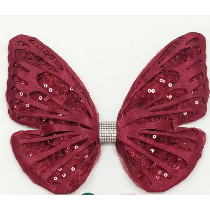 Bordo Tak Çıkarmalı Kabartmalı Kelebek-Kanat