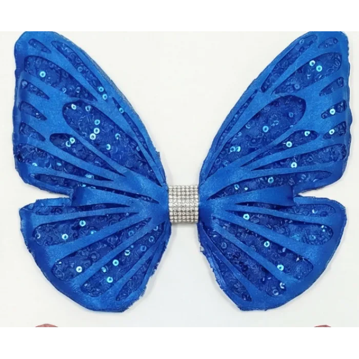 Saks Mavisi Tak Çıkarmalı Kabartmalı Kelebek-Kanat