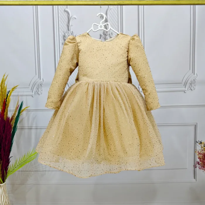 Bej Taşlı  Kendiliğinden simli Kabarık Elbise Abiye Gelinlik