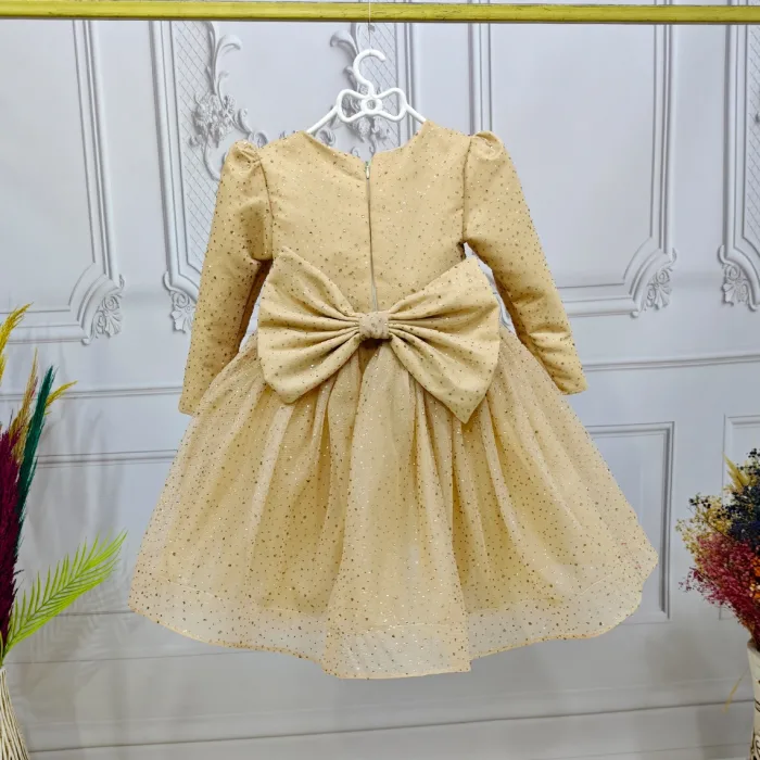 Bej Taşlı  Kendiliğinden simli Kabarık Elbise Abiye Gelinlik