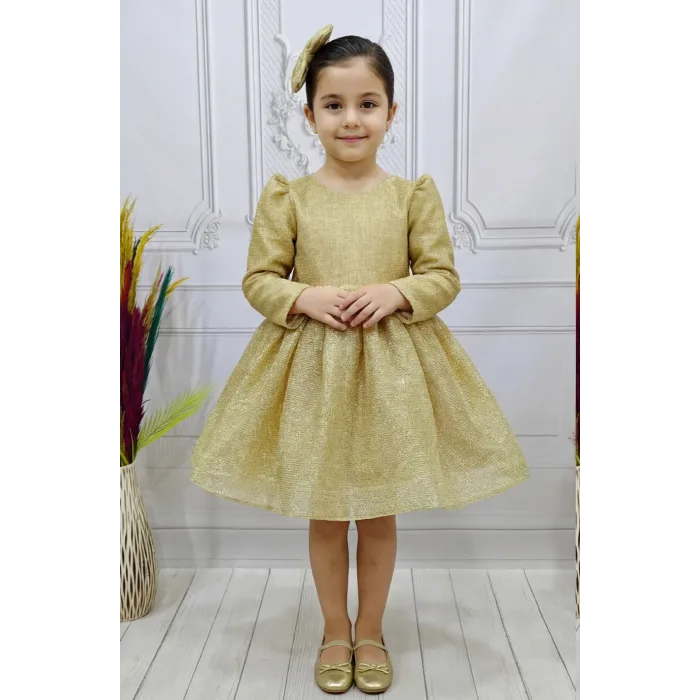 Bej Parıltılı Zincir Kendliğinden simli Kabarık Elbise Abiye Gelinlik