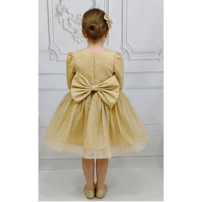 Bej Taşlı Kendiliğinden simli Kabarık Elbise Abiye Gelinlik