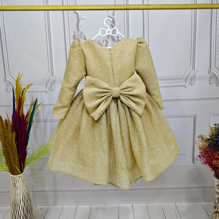 Bej Parıltılı Zincir Kendliğinden simli Kabarık Elbise Abiye Gelinlik