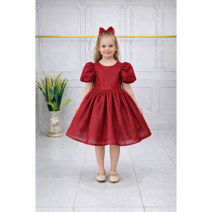 Bordo Parıltılı Elbise Abiye Gelinlik