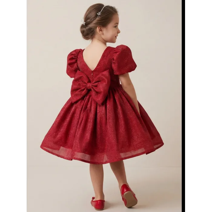 Bordo Parıltılı Elbise Abiye Gelinlik