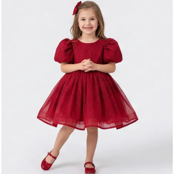 Bordo Tül Kabarık Elbise Abiye Gelinlik