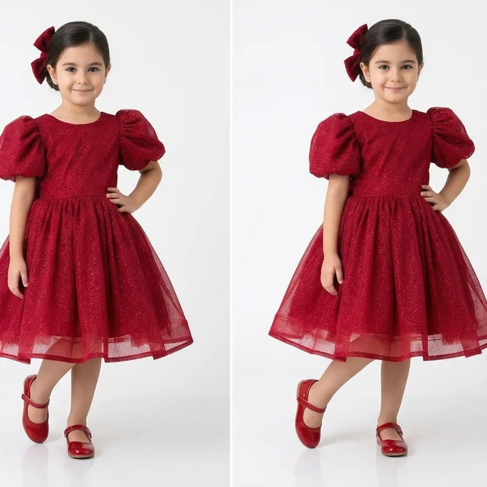 Bordo Tül Kabarık Elbise Abiye Gelinlik