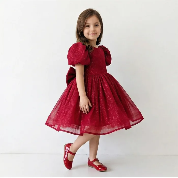 Bordo Tül Kabarık Elbise Abiye Gelinlik