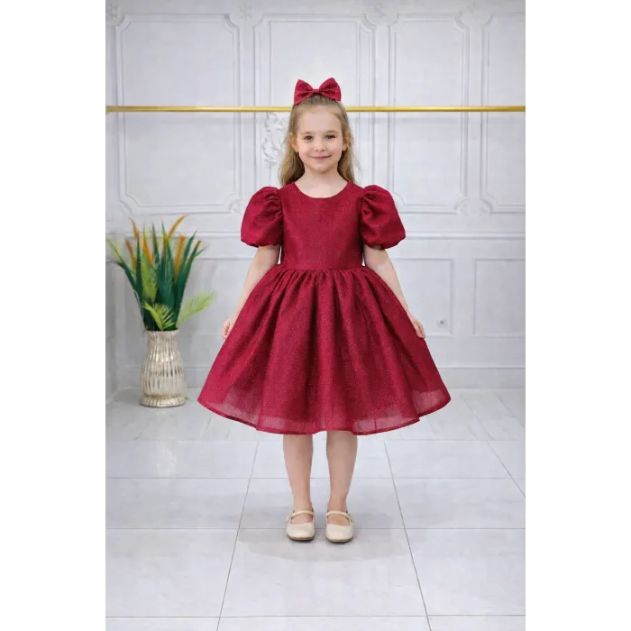 Bordo Tül Kabarık Elbise Abiye Gelinlik