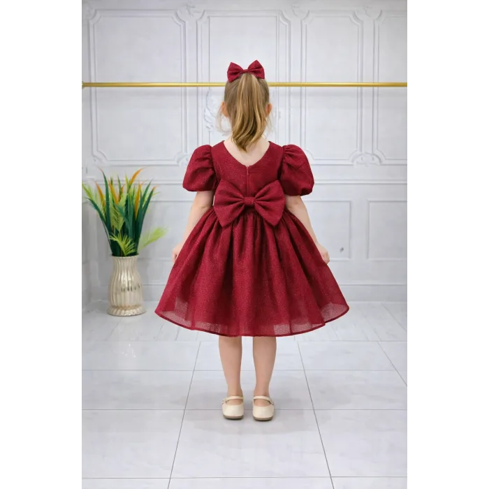 Bordo Tül Kabarık Elbise Abiye Gelinlik