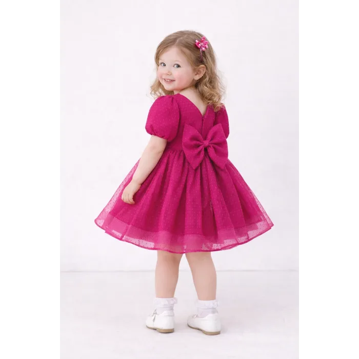 Fuşya Kabarık Flok Elbise Abiye Gelinlik