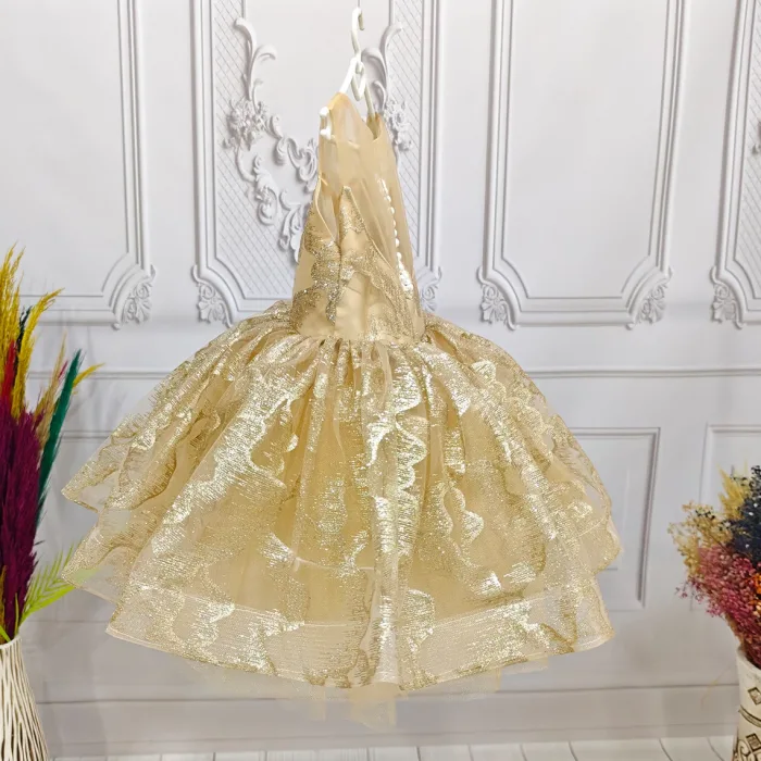 Gold Parıltılı Simli Elbise Abiye Gelinlik