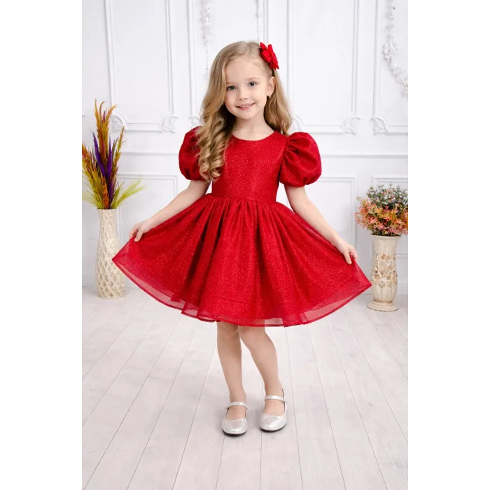 Kırmızı Parıltılı Elbise Abiye Gelinlik