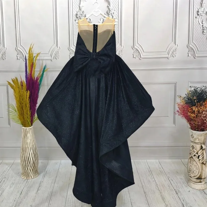 Siyah Kuyruklu Kadife Parıltılı Kabarık Elbise Abiye Gelinlik
