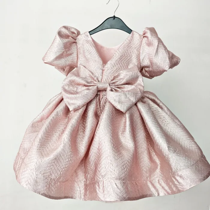 Pudra Saten Parıltılı Kabarık Elbise