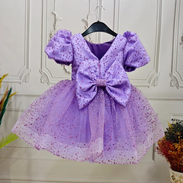 Lila Flok Kabarık Elbise Gelinlik Abiye