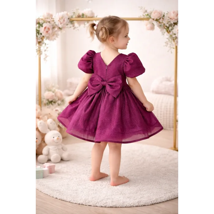 Mürdüm ParılıtılI Simli Kabarık Elbise