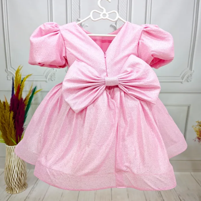 Pembe Simli Parıltılı Elbise Abiye Gelinlik