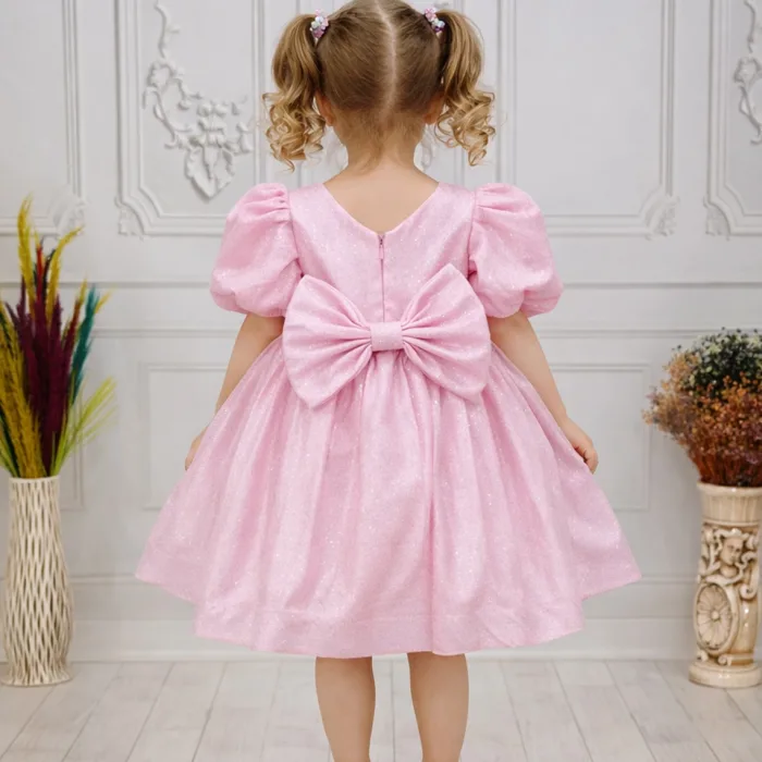 Pembe Simli Parıltılı Elbise Abiye Gelinlik