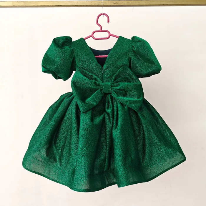 Zümrüt yeşili Parıltılı Kabarık Elbise