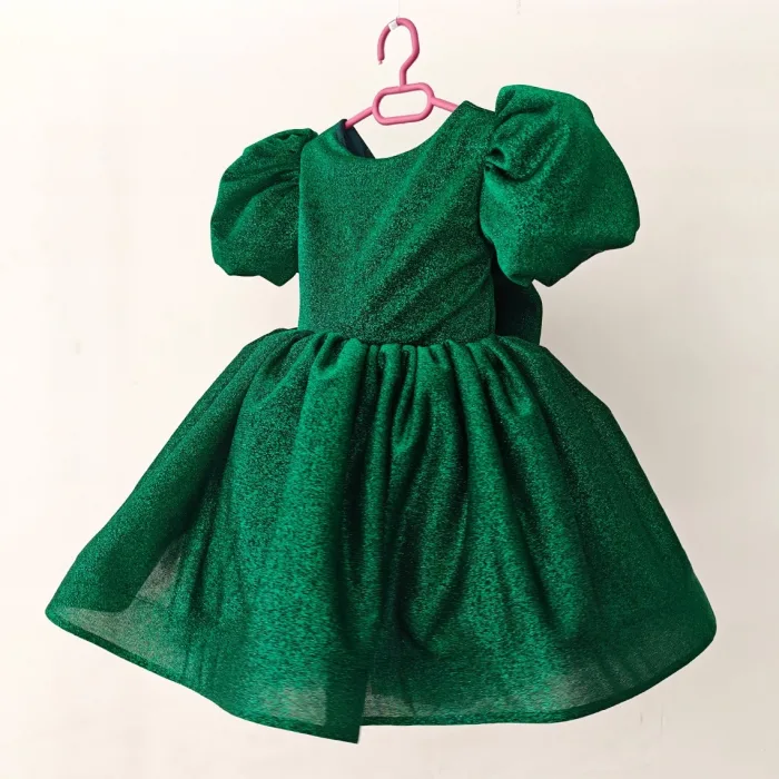 Zümrüt yeşili Parıltılı Kabarık Elbise