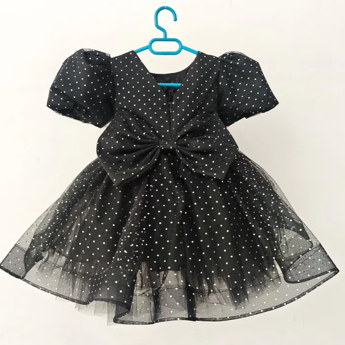 Siyah Beyaz Noktalı Kabarık Elbise