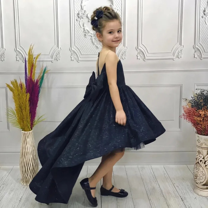 Siyah Kuyruklu Kadife Parıltılı Kabarık Elbise Abiye Gelinlik