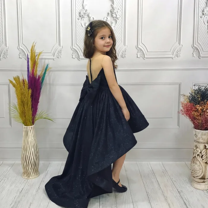 Siyah Kuyruklu Kadife Parıltılı Kabarık Elbise Abiye Gelinlik