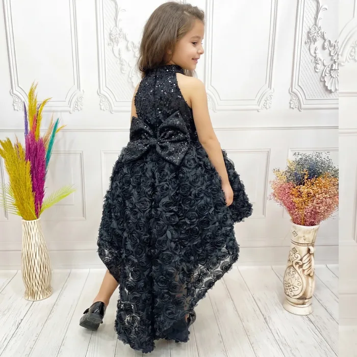 Siyah Kuyruklu Taşlı Boncuklu + .çıkarabilir kuyruk set Kabarık Elbise Abiye Gelinlik