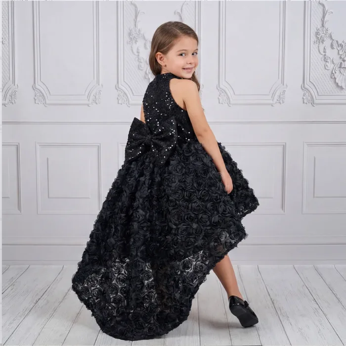 Siyah Kuyruklu Taşlı Boncuklu + .çıkarabilir kuyruk set Kabarık Elbise Abiye Gelinlik