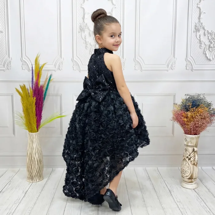 Siyah Kuyruklu Taşlı Boncuklu + .çıkarabilir kuyruk set Kabarık Elbise Abiye Gelinlik