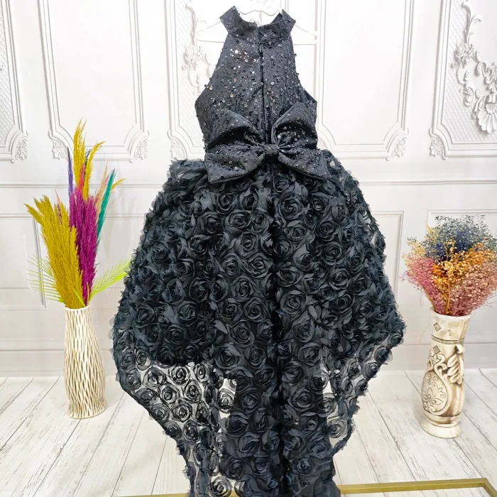 Siyah Kuyruklu Taşlı Boncuklu + .çıkarabilir kuyruk set Kabarık Elbise Abiye Gelinlik