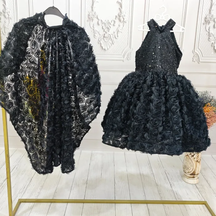 Siyah Kuyruklu Taşlı Boncuklu + .çıkarabilir kuyruk set Kabarık Elbise Abiye Gelinlik