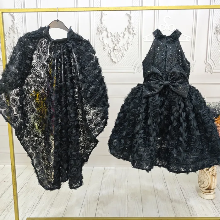 Siyah Kuyruklu Taşlı Boncuklu + .çıkarabilir kuyruk set Kabarık Elbise Abiye Gelinlik