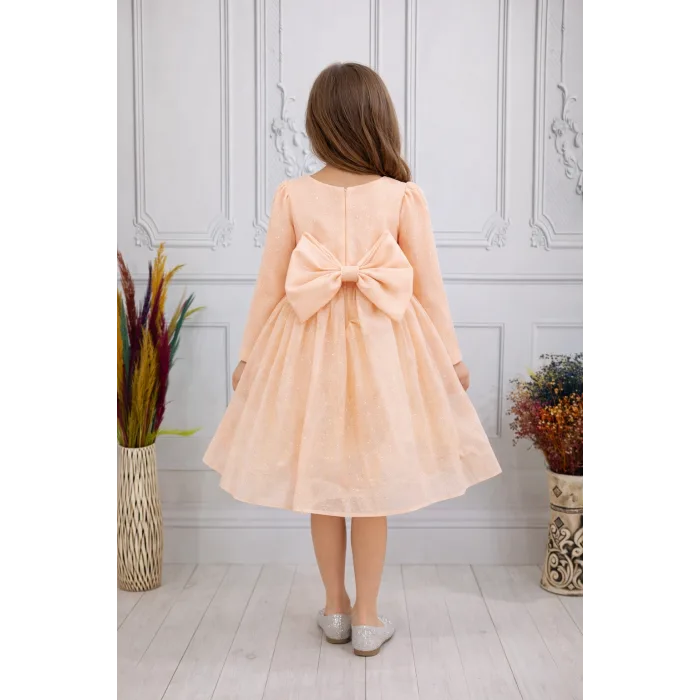 Somonı Parıltılı Kabarık Uzun Kol Elbise Gelinlik Abiye