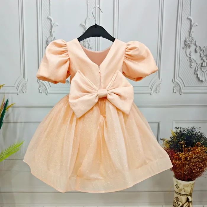 Somonı Parıltılı Simli Kısa Kol Kabarık Elbise Gelinlik Abiye