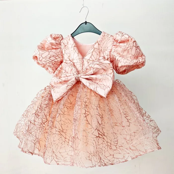 Yavru Ağzı Dalgalı Parıltılı Kabarık Elbise