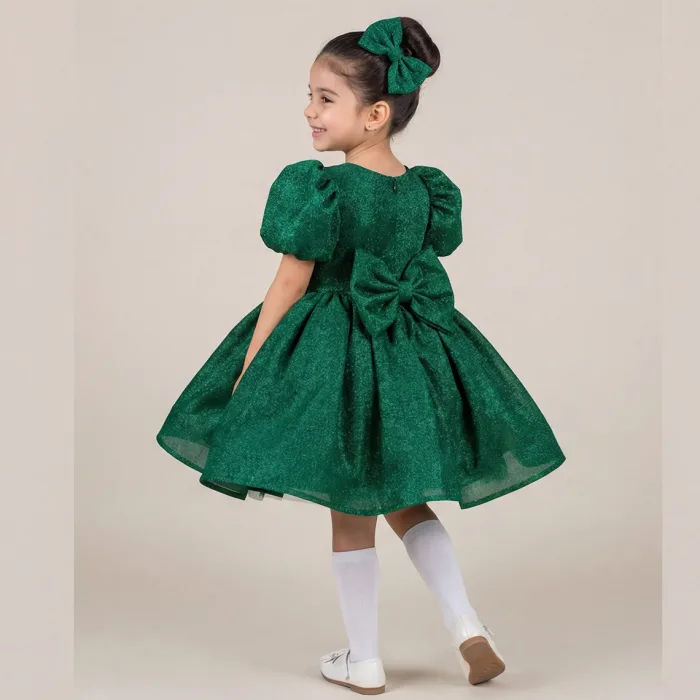 Zümrüt yeşili Parıltılı Kabarık Elbise