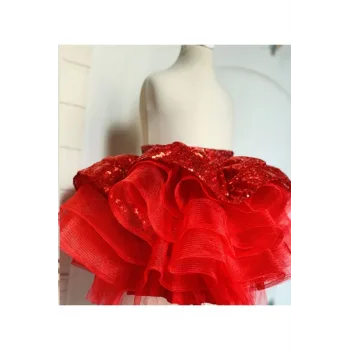 Kız Çocuk Kırmızı Payetli Etek