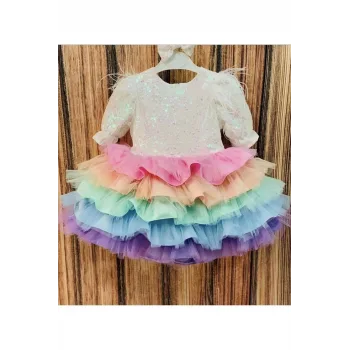 Kız Çocuk Unicorn Rengarenk Kabarık