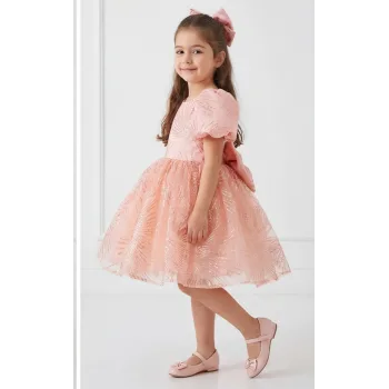 Somon Yavru Ağzı Parıltılı Kabarık Elbise