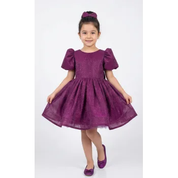 Mürdüm ParılıtılI Simli Kabarık Elbise