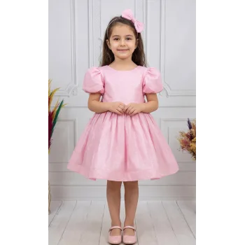 Pembe Simli Parıltılı Elbise Abiye Gelinlik