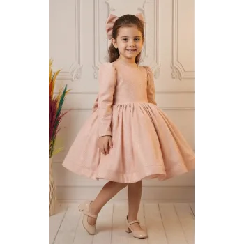 Pudra Parıltılı Sim Dökmez Parıltılı Kabarık Elbise Abiye Gelinlik