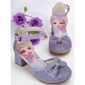 Kız Çocuk Elsa Lila Renk Topuklu Ayakkabı