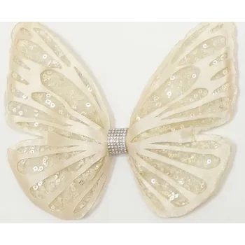 Krem Tak Çıkarmalı Kabartmalı Kelebek-Kanat