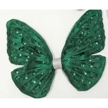 Zümrüt Yeşili Tak Çıkarmalı Kabartmalı Kelebek-Kanat
