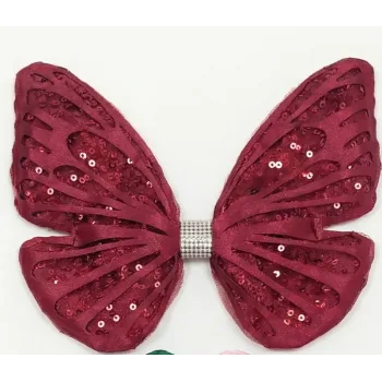 Bordo Tak Çıkarmalı Kabartmalı Kelebek-Kanat